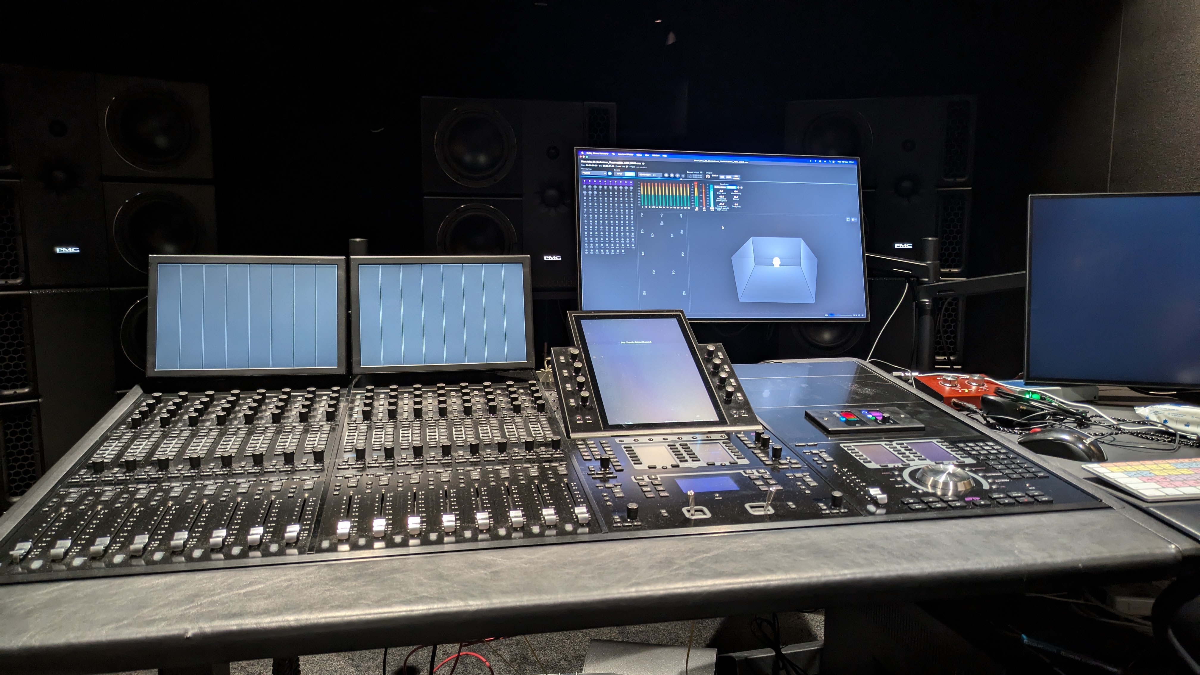 Mixing board at Dolby's Studio London