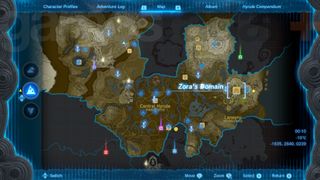 Zelda Tears of the Kingdom Hylian rice in the Zora's domain map location