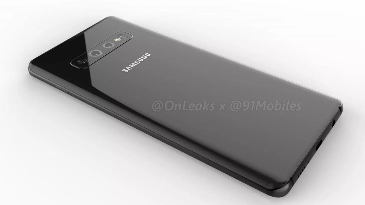 The Galaxy S10 Plus in black. Credit: OnLeaks / 91mobiles