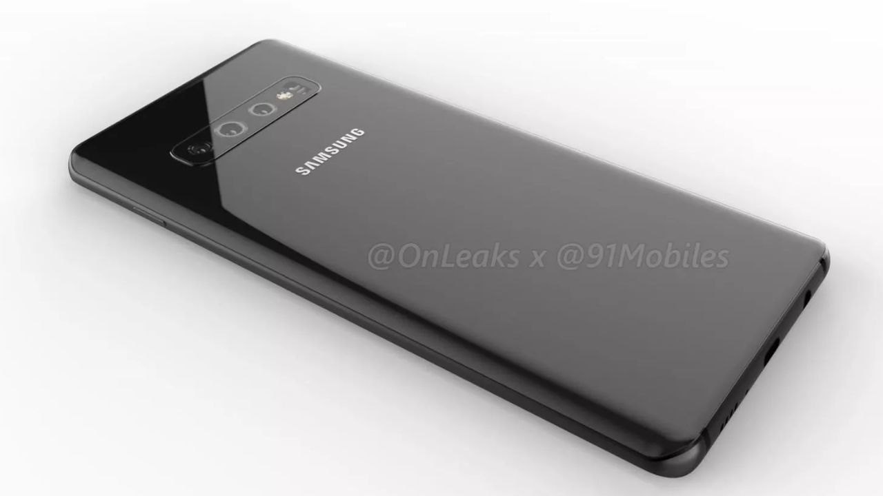 The Galaxy S10 Plus in black. Credit: OnLeaks / 91mobiles