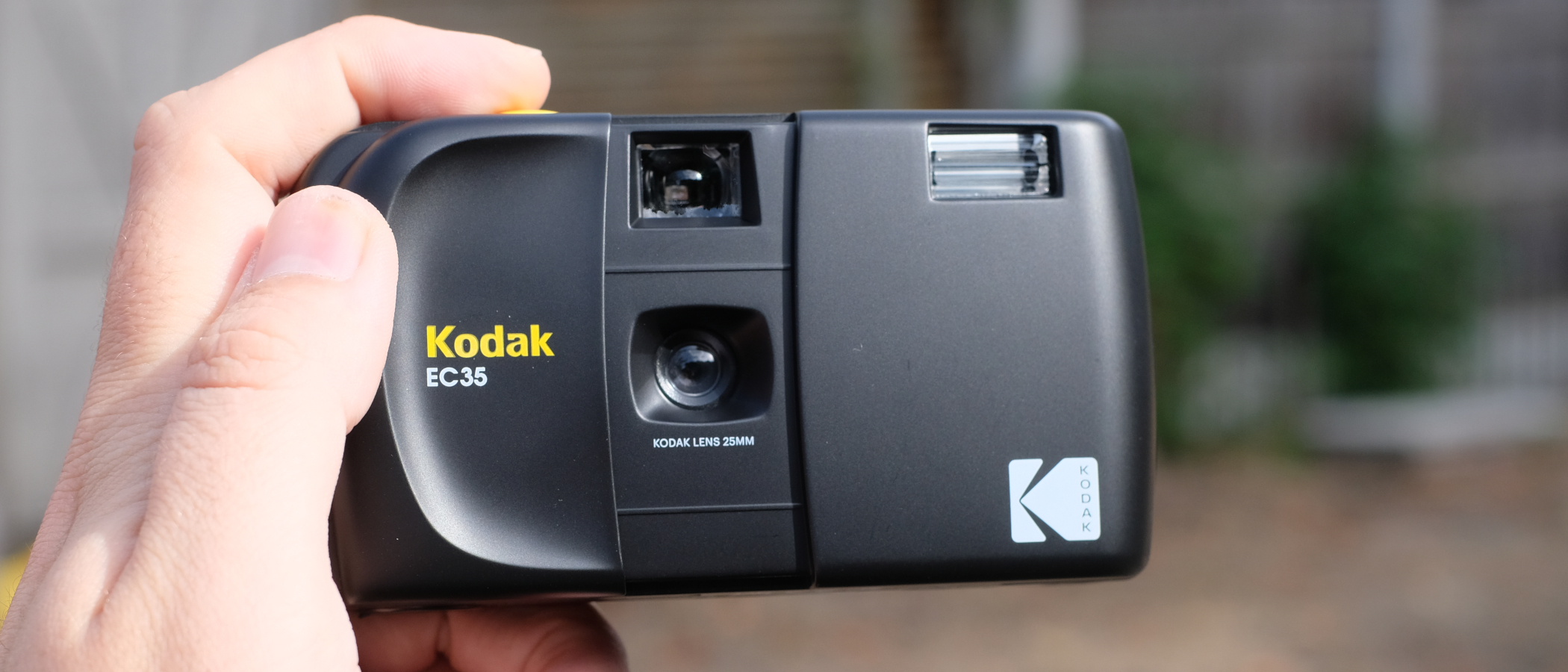 Photograph of the Kodak EC35 point-and-shoot film camera in black