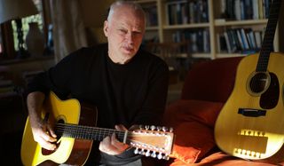 David Gilmour with his new Martin signature acoustic guitar