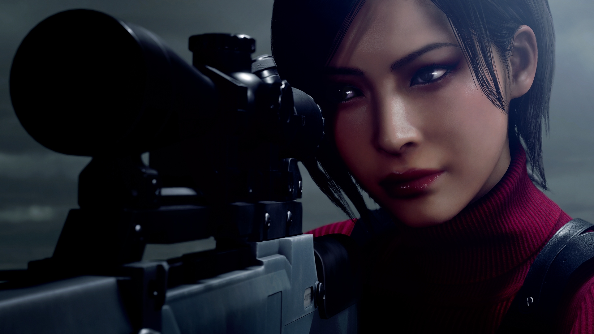 Ada looks through the scope of a sniper rifle in Resident Evil 4 remake