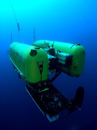 Underwater Nereus robot investigates hydrothermal vents along Earth’s deepest mid-ocean ridge in the Cayman Trough. This unique vehicle can operate either as an autonomous, free-swimming robot for wide-area surveys, or as a tethered vehicle for close-up investigation and sampling of seafloor rocks and organisms.