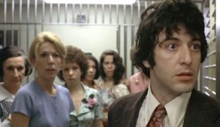 Al Pacino as Sonny Wortzik in front of the hostages in Dog Day Afternoon