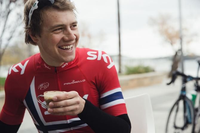 Edvald Boasson Hagen shows off the new Team Sky kit
