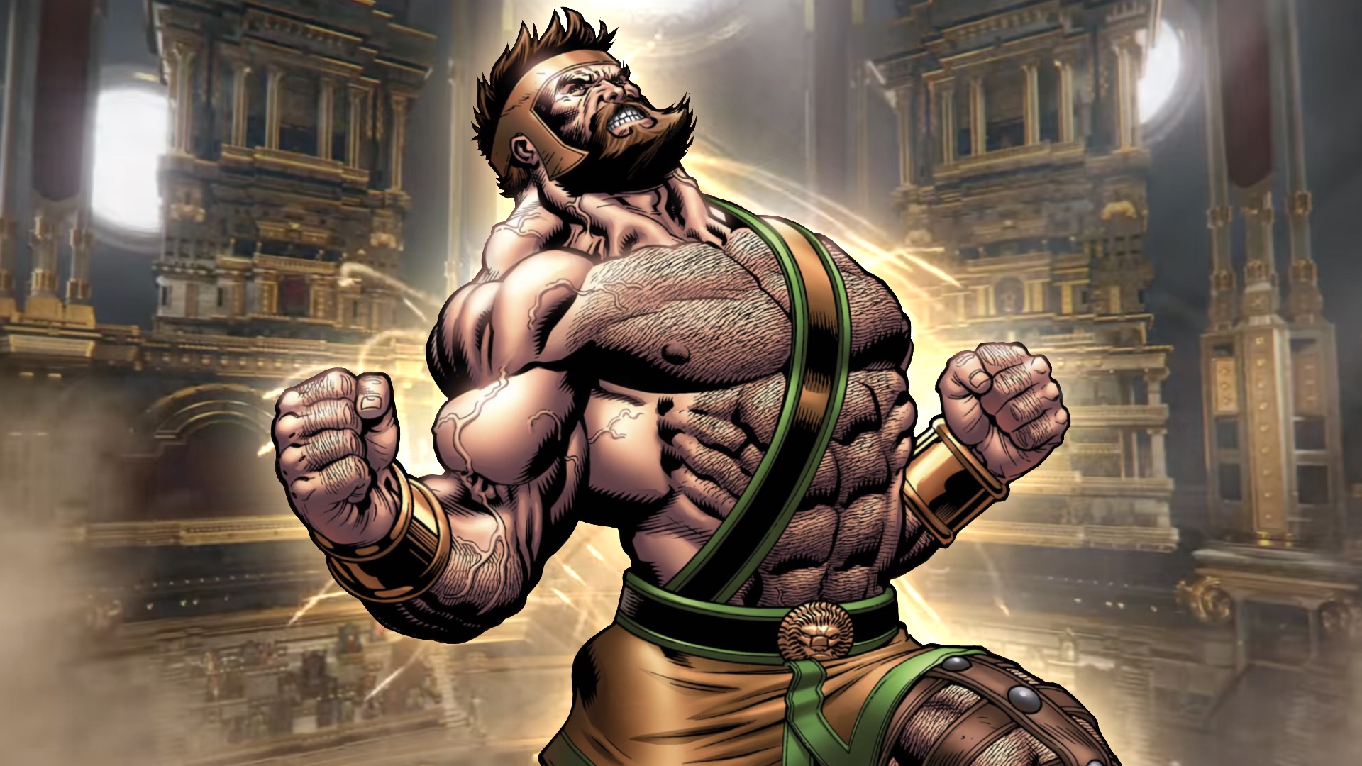 Hercules art from comics combined with Thor: Love and Thunder still