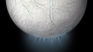 Ice plumes shown shooting from Enceladus