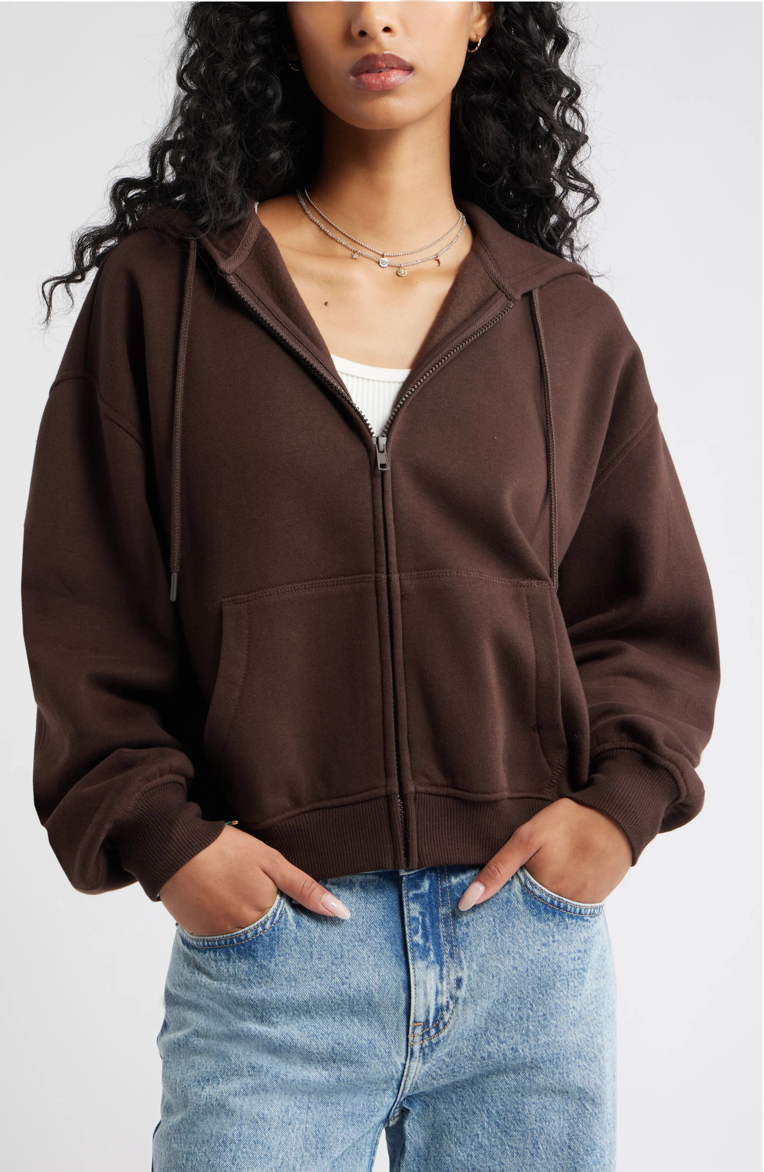 BP., Relaxed Cotton Blend Zip Hoodie