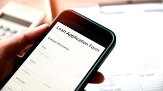 A loan application form on a smartphone