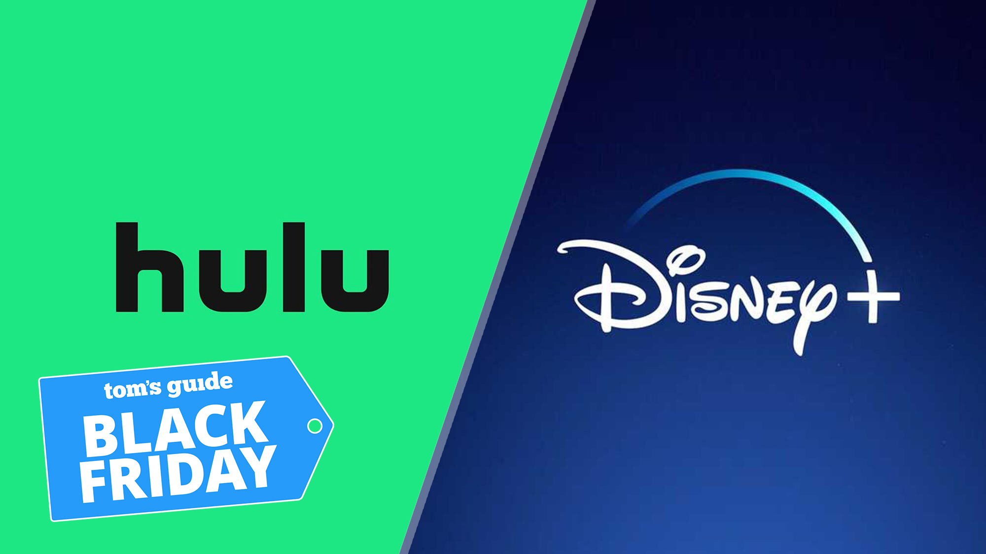 (De izquierda a derecha) Los logotipos de Hulu, Disney Plus con una insignia de Black Friday
