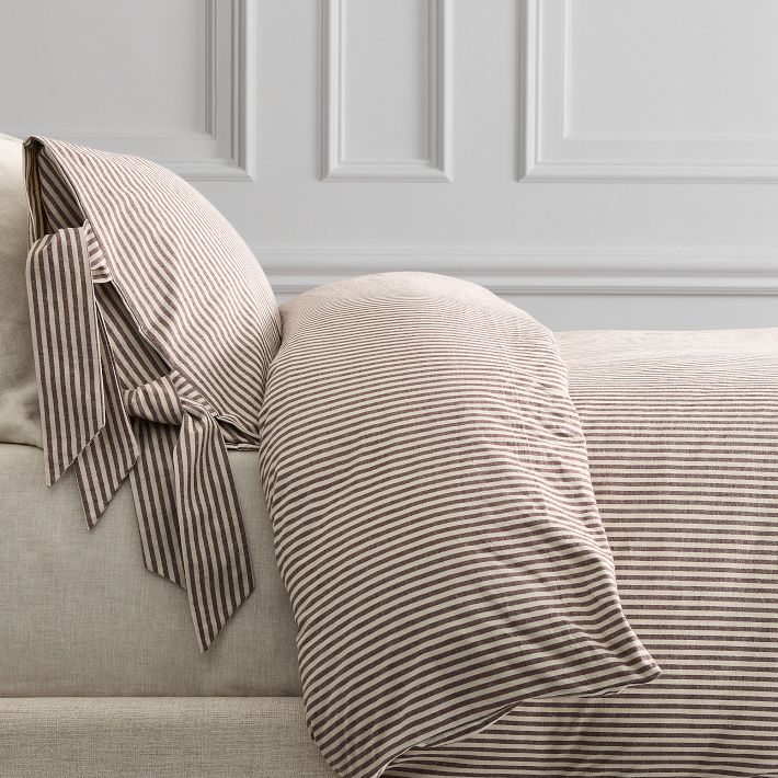 Pierce &amp;amp; Ward Cotton Linen Stripe Duvet Cover &amp;amp; Shams