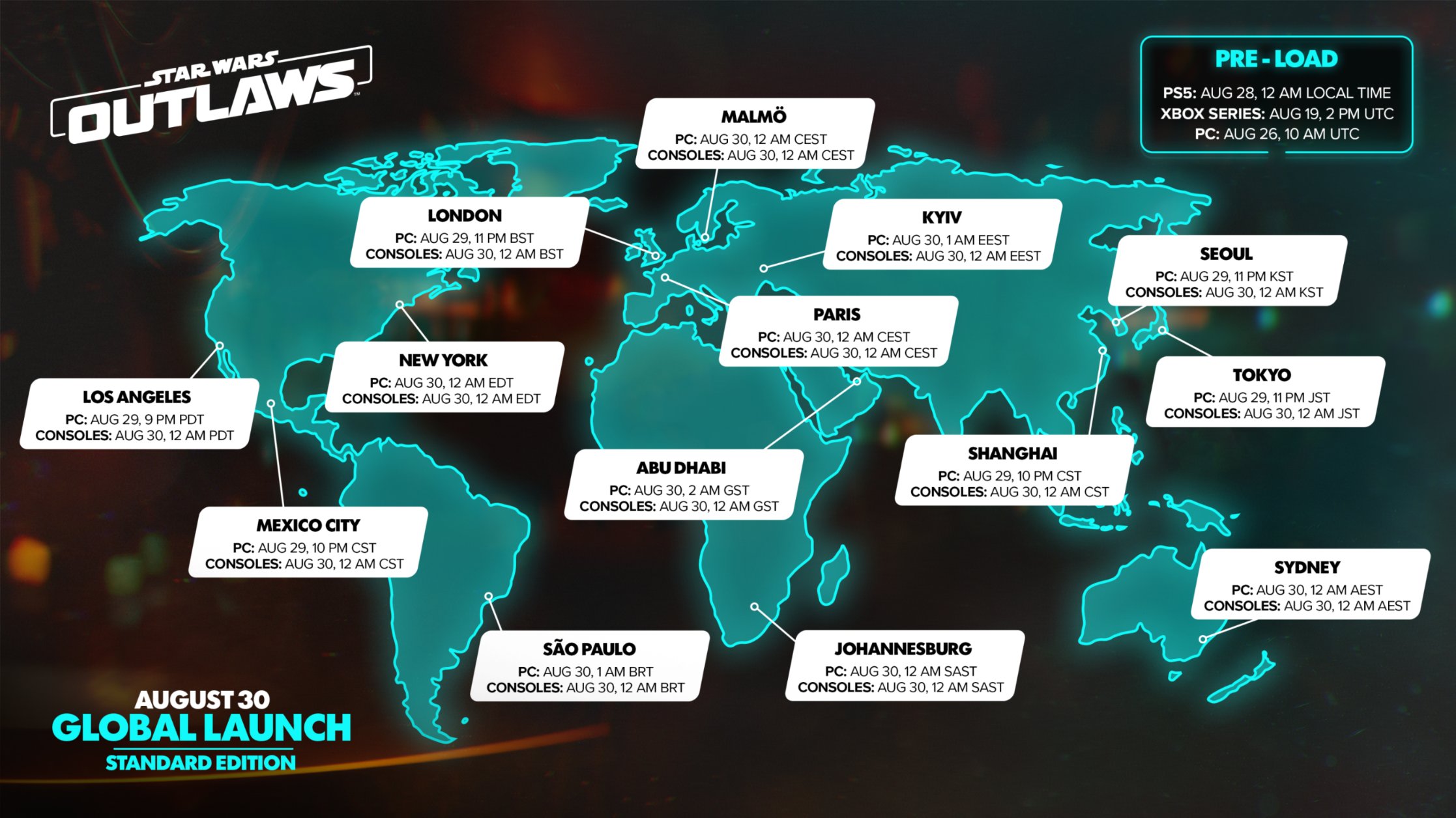 Release times for Star Wars Outlaws