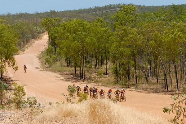 The chase group races through the Outback