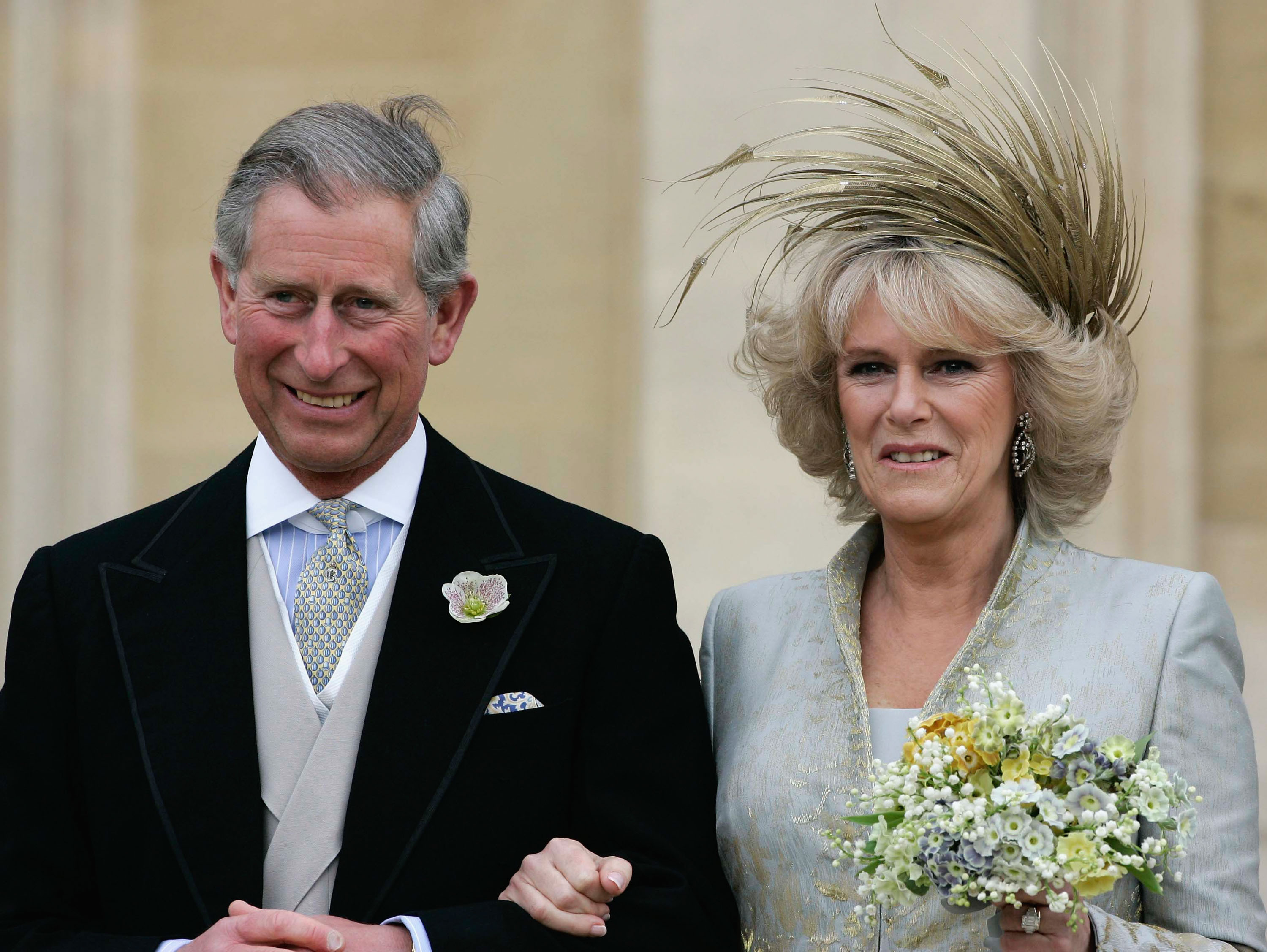 Queen Camilla and King Charles on their wedding day