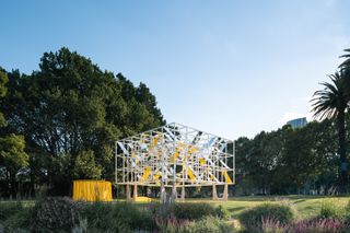 2021 MPavilion, a temporary architecture pavilion by MAP studio, seen among greenery