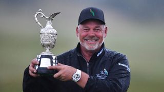 Darren Clarke with the trophy after winning the 2022 Senior Open