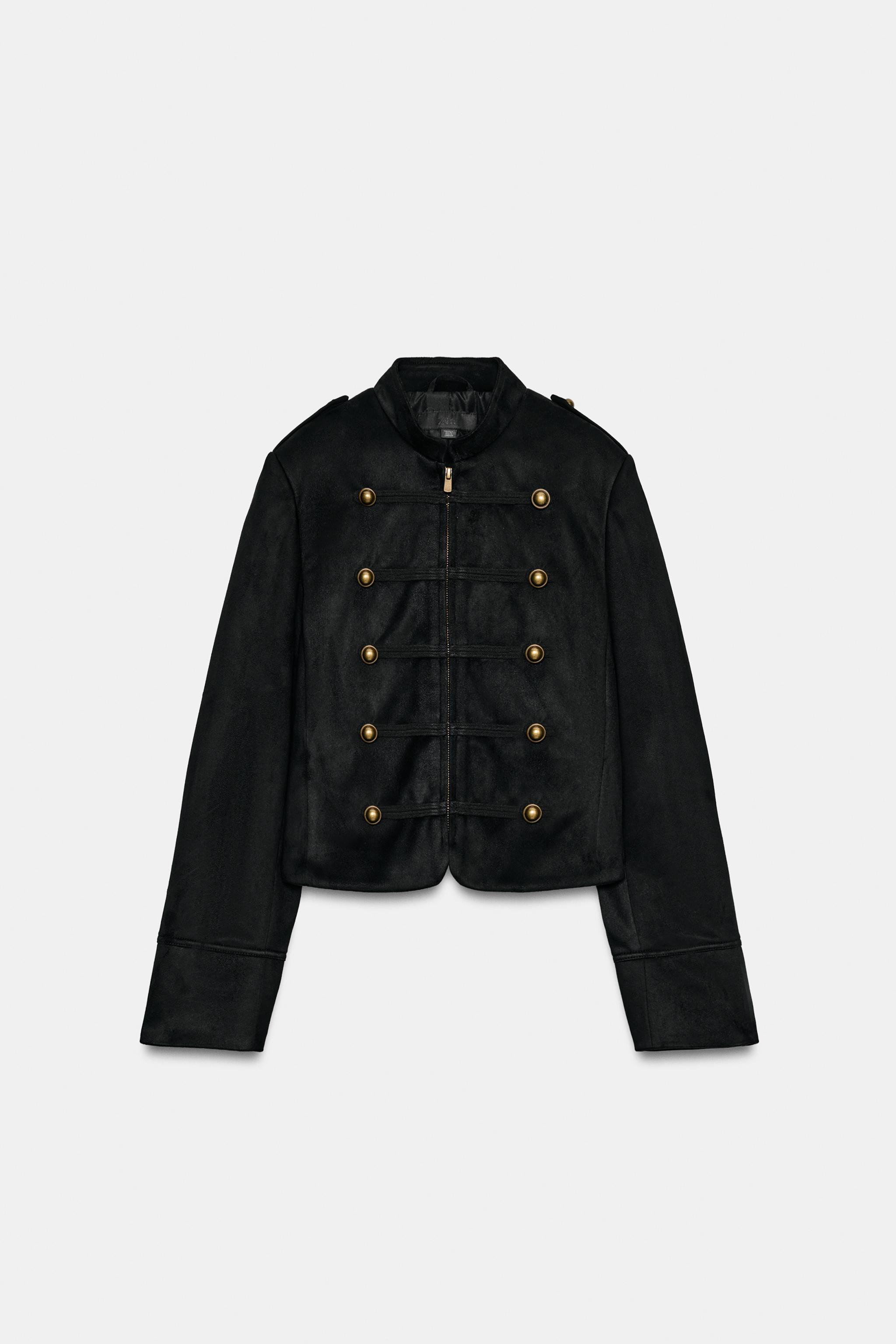 Faux Suede Jacket - Black - Xs