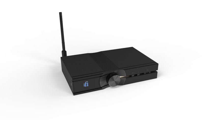 The iFi Neo Stream 3 at a 3/4 angle on a white background.