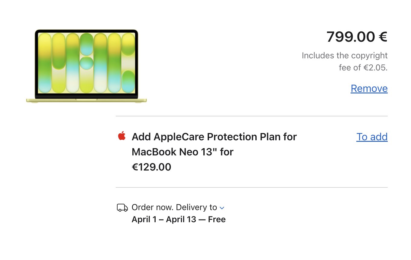 ضريبة حقوق النشر على جهاز Macbook Neo