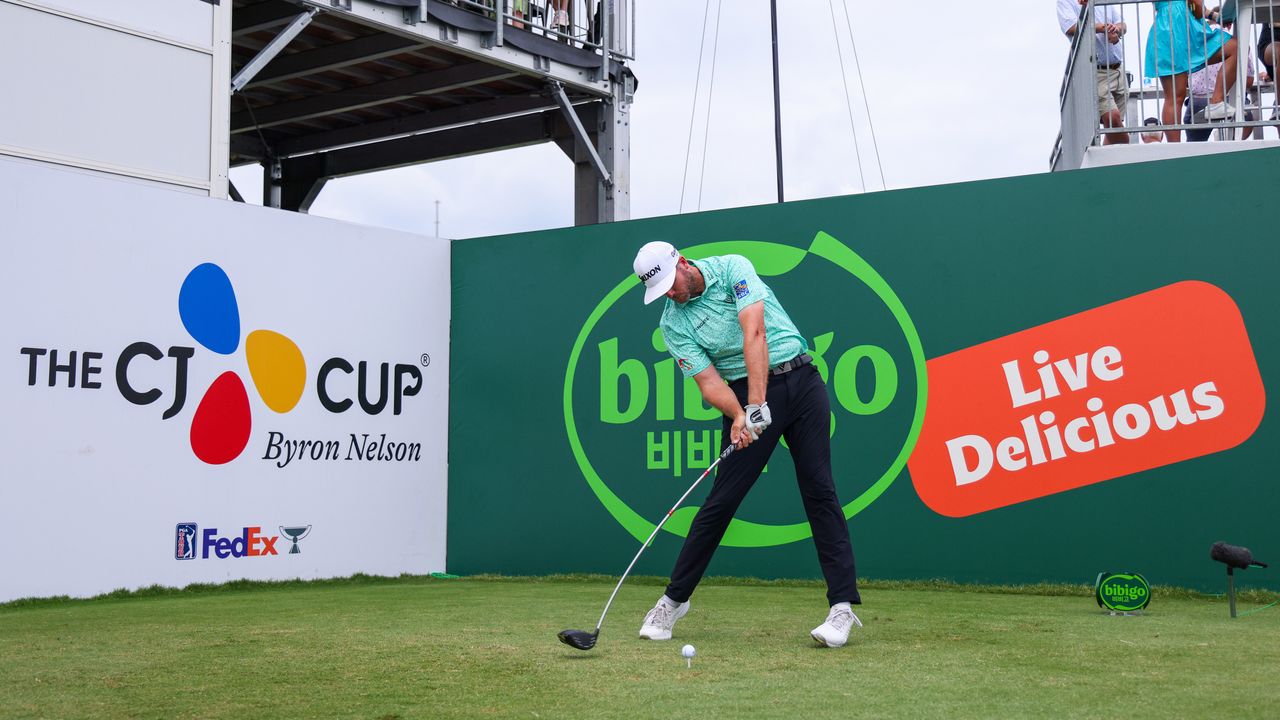 Taylor Pendrith tees off at the 2024 CJ Cup Byron Nelson