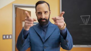 Tony Hale points out to the class in The Mysterious Benedict Society.