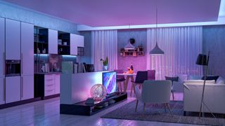 Living room with smart lighting