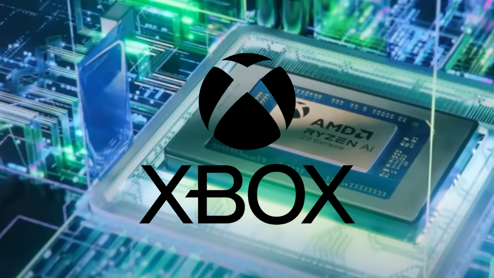 Xbox logo on an image of an AMD Xbox chip