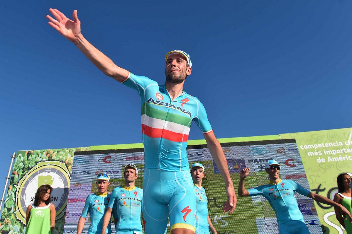 Vincenzo Nibali on the podium