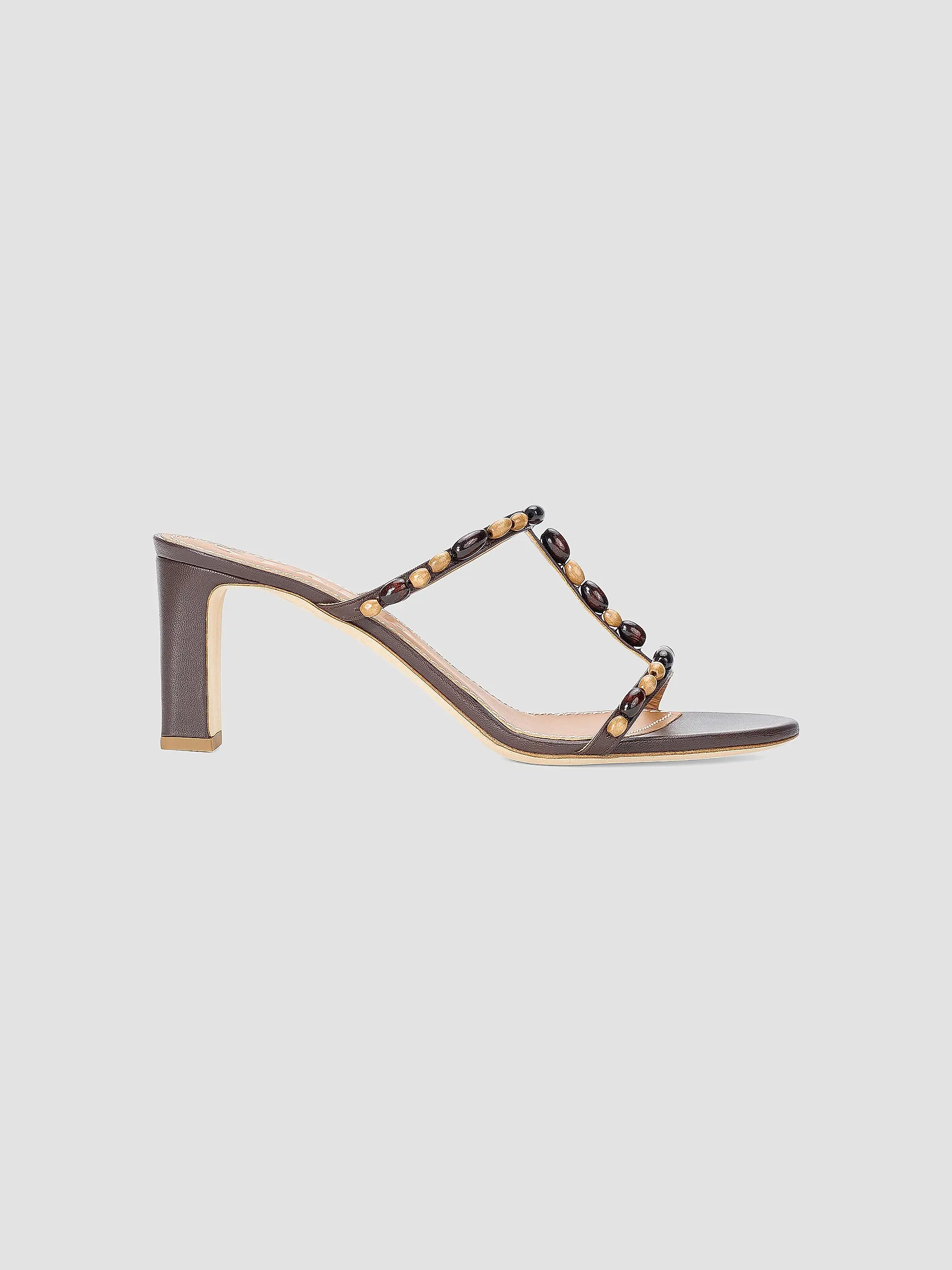 Talita Beaded Leather T-Strap Sandals