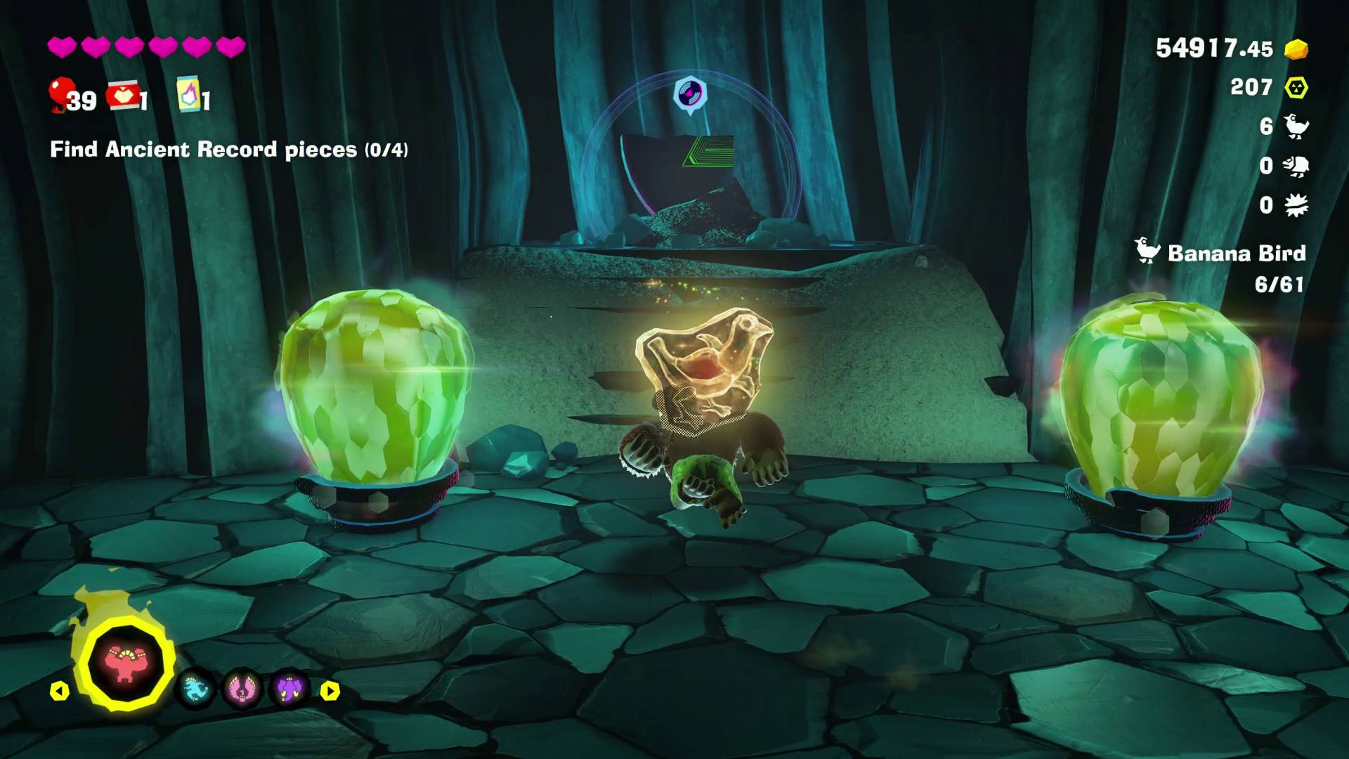 Donkey Kong Bananza Snake Bananza ancient record piece in pitch-dark pit