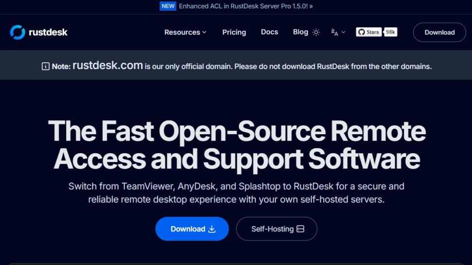 RustDesk website screenshot (September 2025).