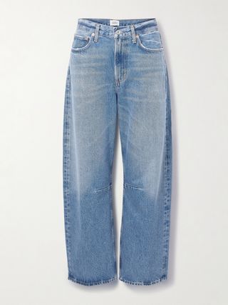 Miro Distressed High-Rise Barrel-Leg Recycled Jeans