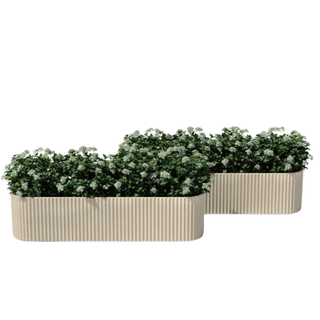 A set of two ribbed window boxes