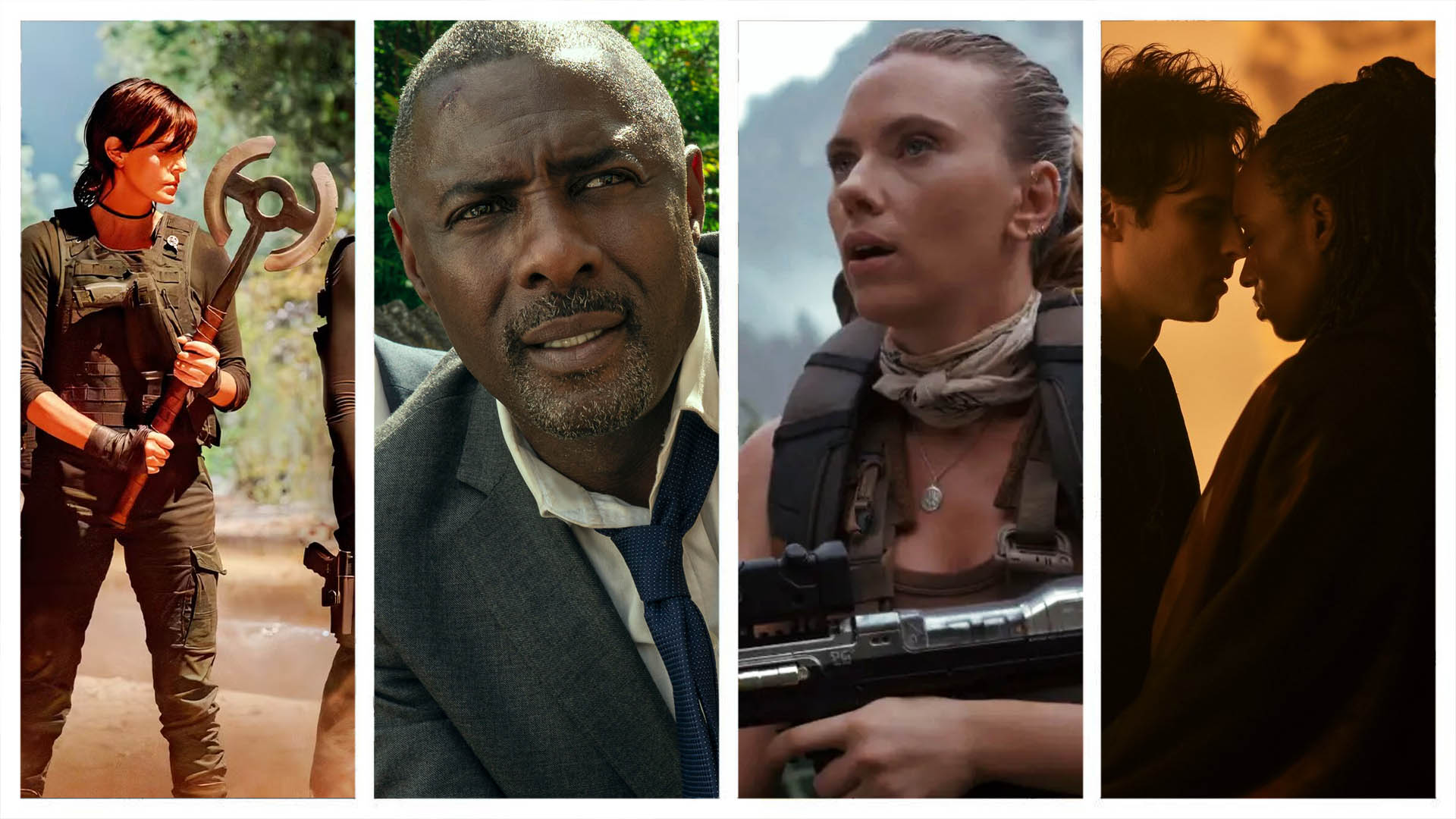 Four screenshots from movies and TV shows