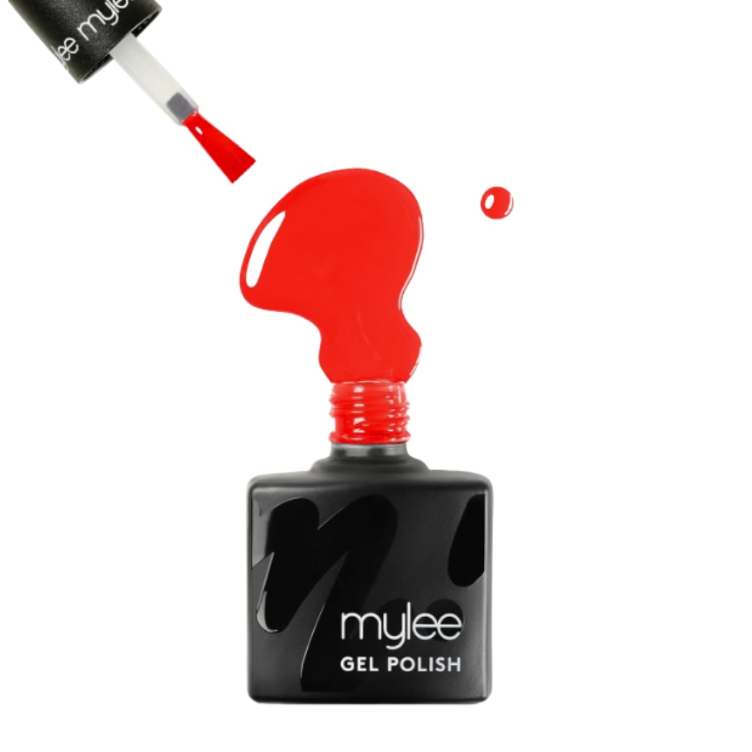 A product shot of the Mylee Gel Nail Polish in shade Piping Hot, on a white background