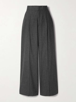 Bogart Pleated Wool-Blend Flannel Wide-Leg Pants