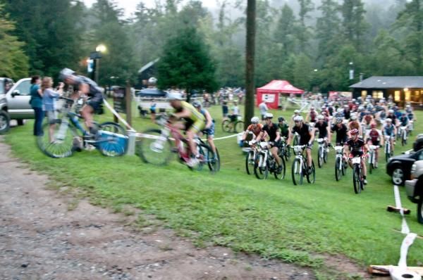 Gerry Pflug (Salsa Cycles) takes the hole shot closely followed by Ernesto Marenchin