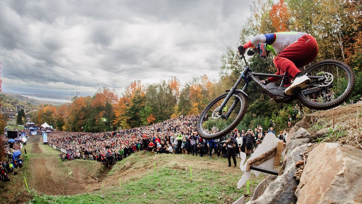 Loic Bruni riding at Mont-Sainte-Anne, Canada