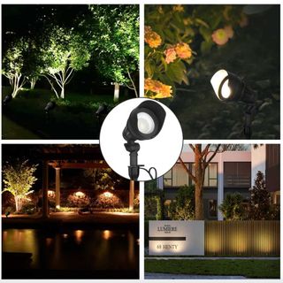 Garden lighting spot lights demonsrating the quiet luxury garden trend