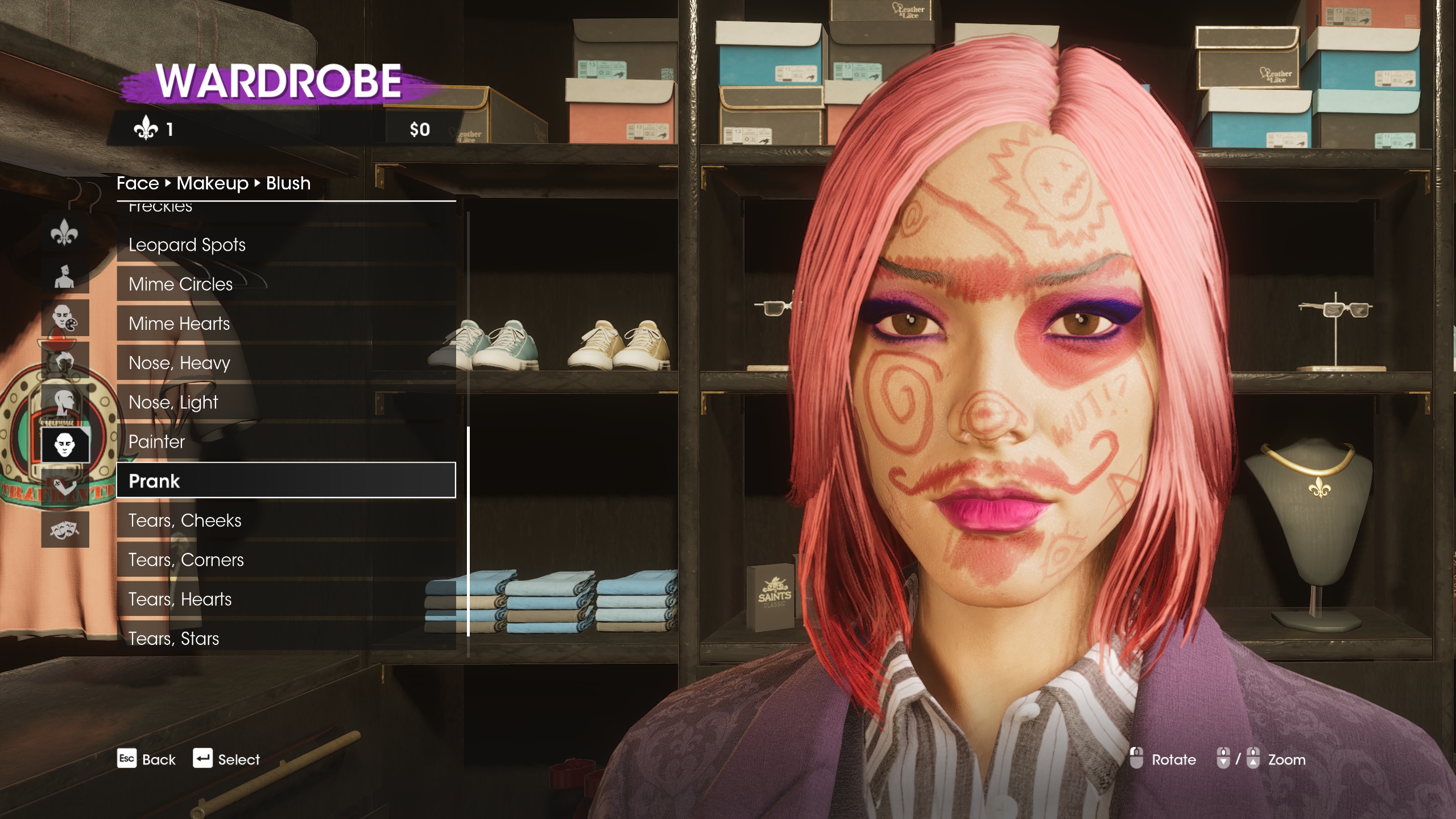 A face covered with a prank pen in Saints Row character creator