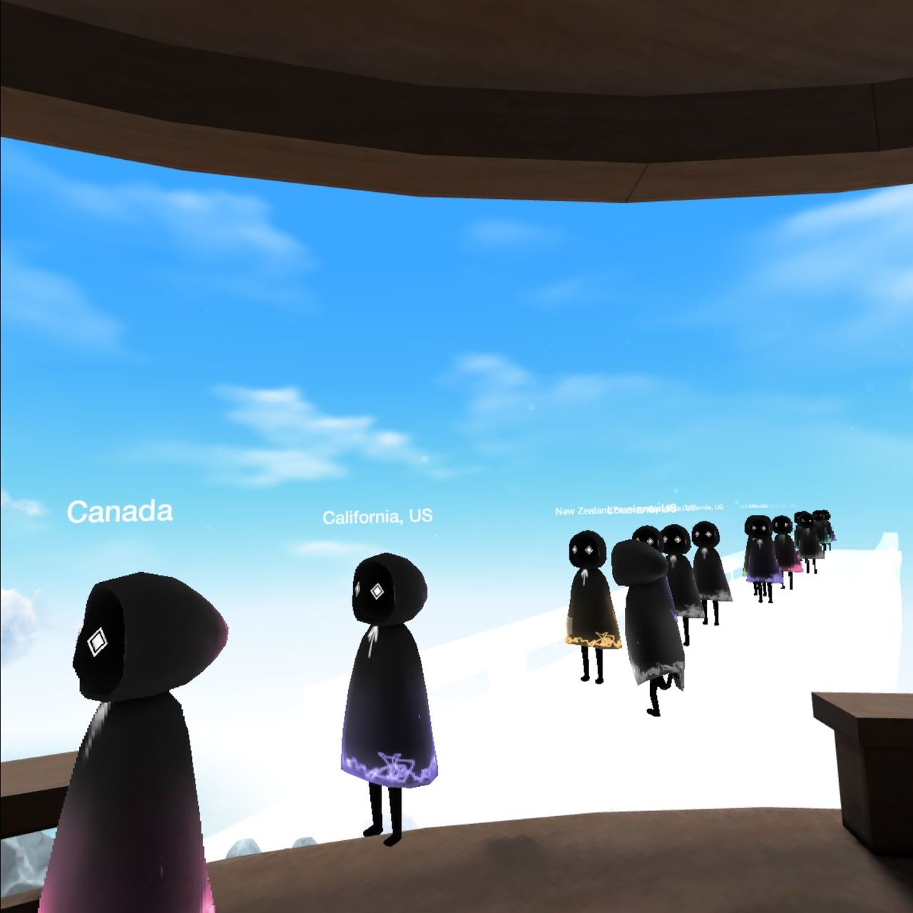 Secret Sky VR music festival screenshots showing various locations in VR