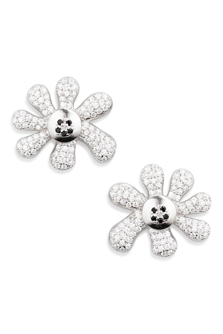 Happy Blossom Crystal Pav&amp;eacute; Mismatched Stud Earrings