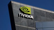 Nvidia logo pictured on the side of the Nvidia headquarters in Santa Clara, California, USA.