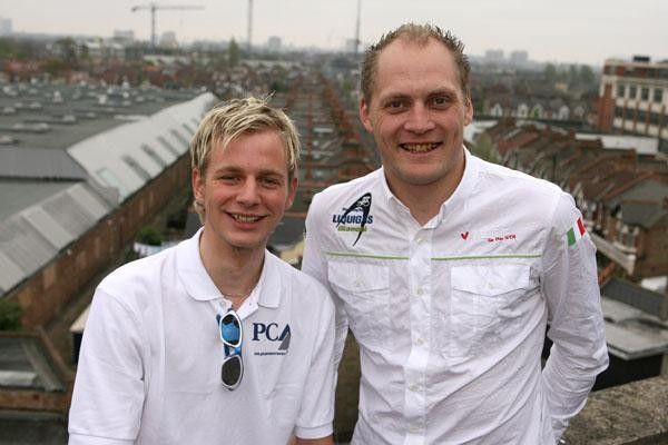 Freddy Johansson (PCA) with Magnus Backstedt (Liquigas)