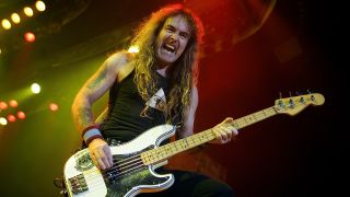 Steve Harris, bassist and songwriter of The British metal band Iron Maiden, performed with the band to a sold out crowd Feb. 19, 08 at The Forum in Inglewood, Ca.