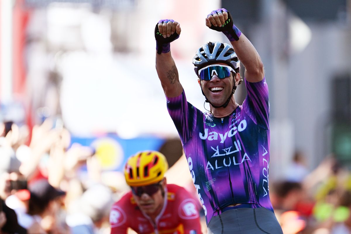 FRANKFURT AM MAIN, GERMANY - MAY 01: Michael Matthews of Australia and Team Jayco AlUla celebrates at finish line as race winner during the 62nd Eschborn-Frankfurt 2025 a 198.7km one day race from Eschborn to Frankfurt am Main / #UCIWT / on May 01, 2025 in Frankfurt am Main, Germany. (Photo by Christian Kaspar-Bartke/Getty Images)