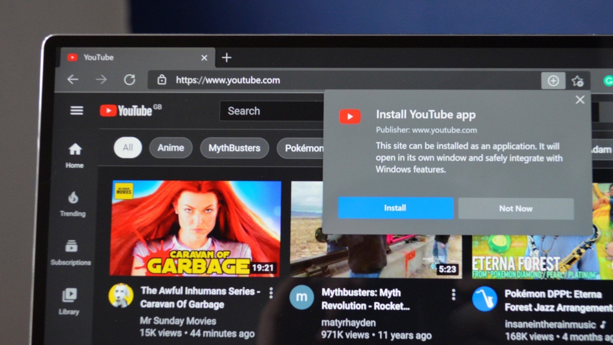 YouTube als Progressive Web App unter Windows 11