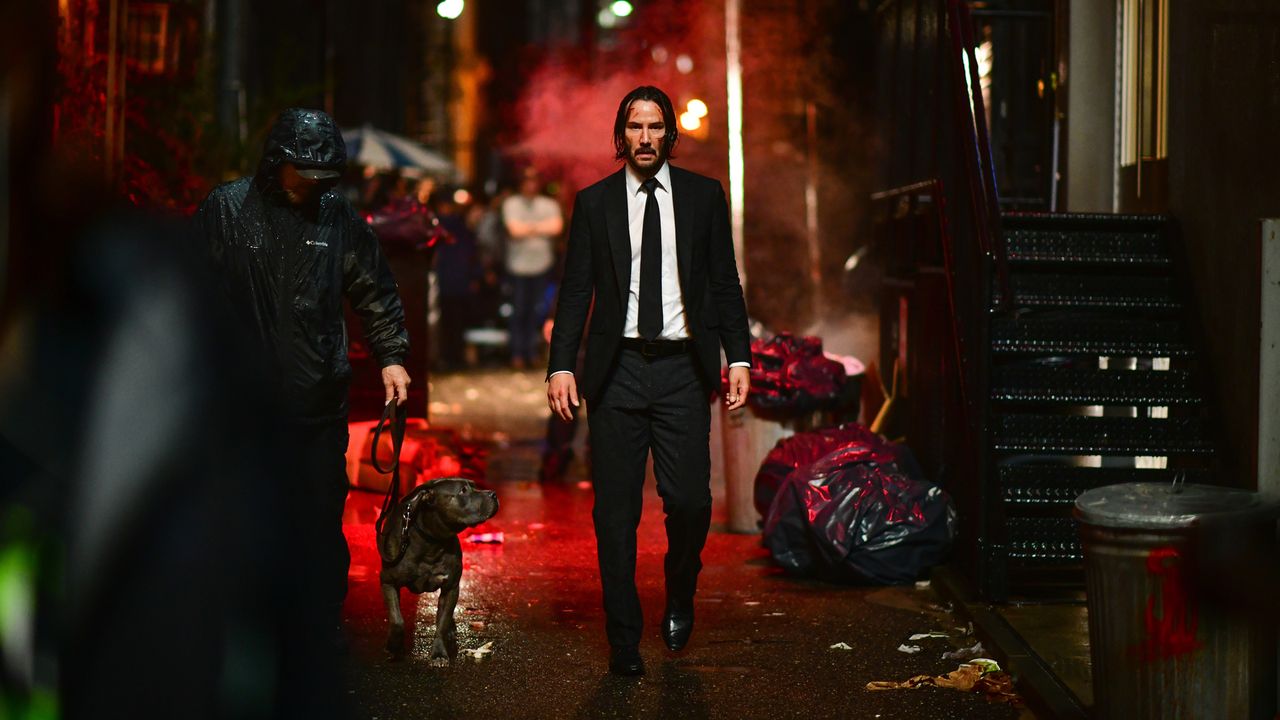 Keanu Reeves on the set of John Wick