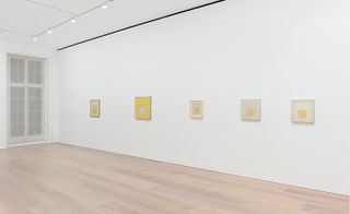 The yellow Homage to the Square works occupy the Mayfair gallery alongside a selection of the abstract painter’s rarely exhibited colour studies
